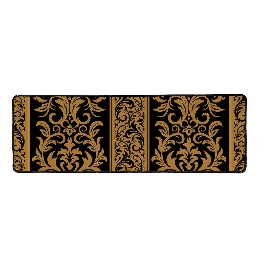 Ornamental Western Damask Print Long Kitchen Mat