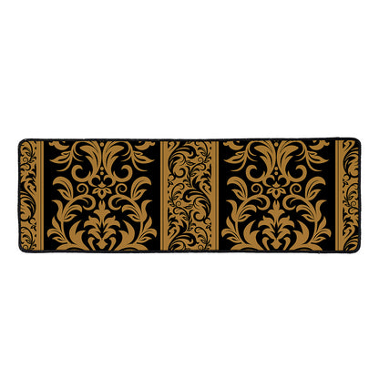 Ornamental Western Damask Print Long Kitchen Mat