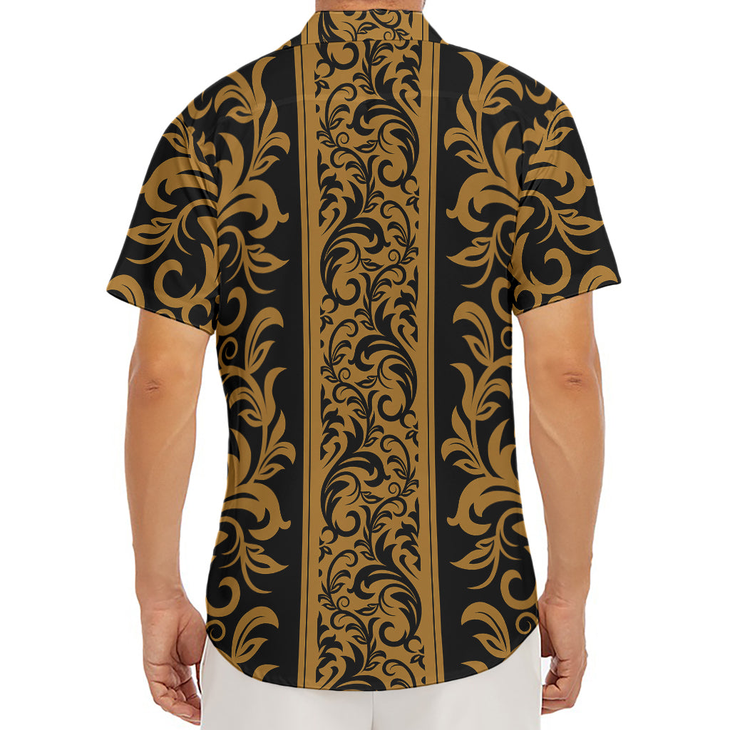 Ornamental Western Damask Print Men's Deep V-Neck Shirt