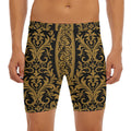 Ornamental Western Damask Print Men's Long Boxer Briefs