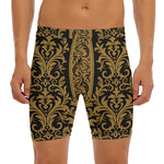 Ornamental Western Damask Print Men's Long Boxer Briefs