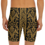 Ornamental Western Damask Print Men's Long Boxer Briefs