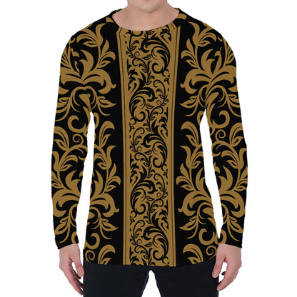 Ornamental Western Damask Print Men's Long Sleeve T-Shirt