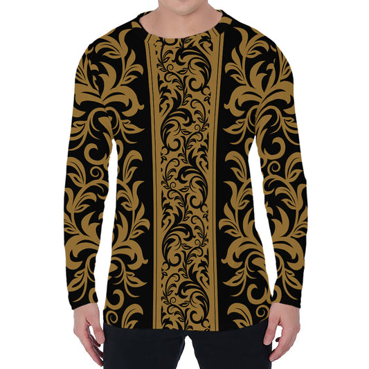 Ornamental Western Damask Print Men's Long Sleeve T-Shirt