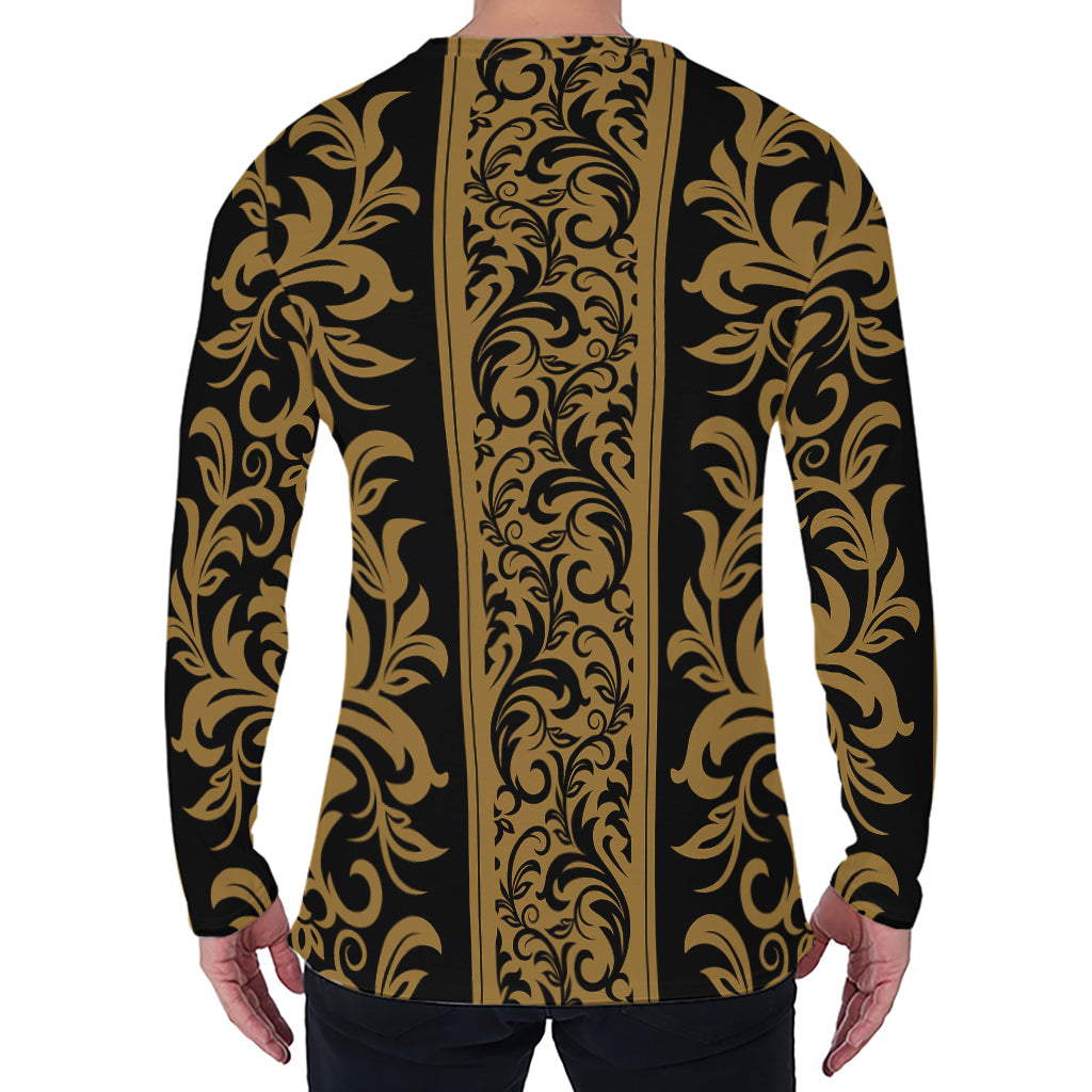 Ornamental Western Damask Print Men's Long Sleeve T-Shirt
