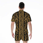 Ornamental Western Damask Print Men's Rompers