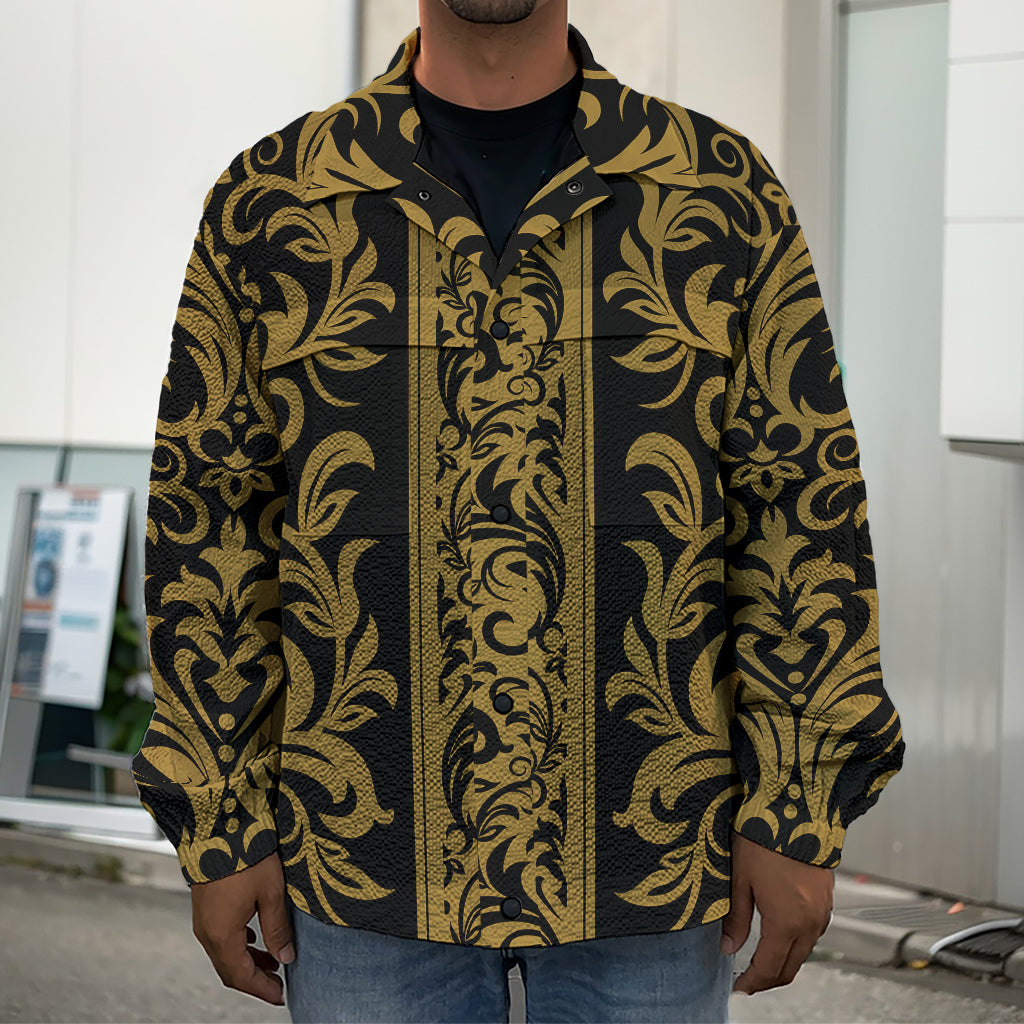 Ornamental Western Damask Print Men's Shirt Jacket