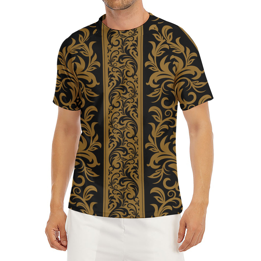 Ornamental Western Damask Print Men's Short Sleeve Rash Guard
