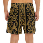 Ornamental Western Damask Print Men's Split Running Shorts