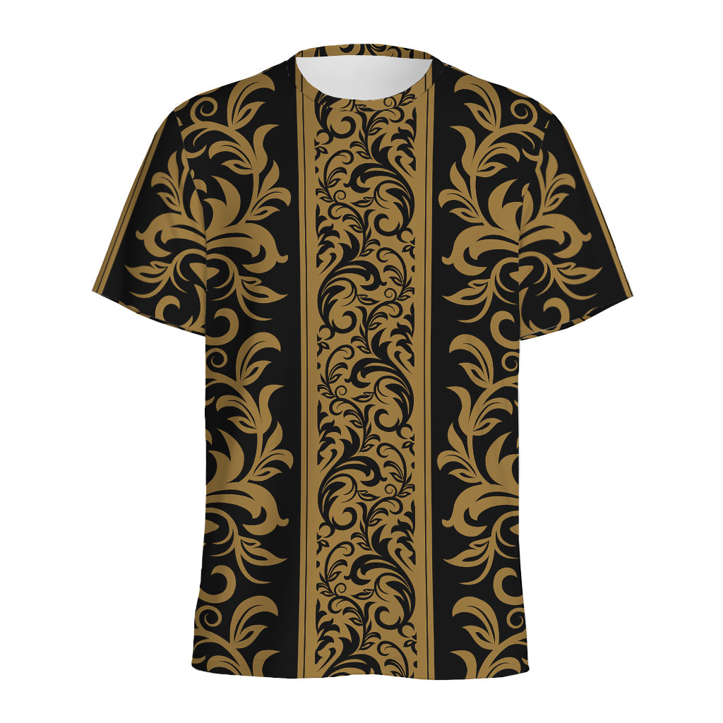 Ornamental Western Damask Print Men's Sports T-Shirt