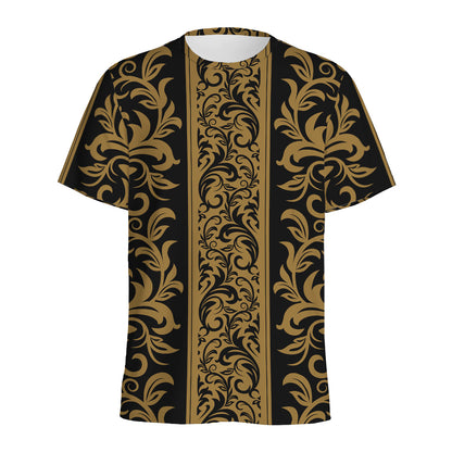 Ornamental Western Damask Print Men's Sports T-Shirt