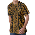 Ornamental Western Damask Print Men's Velvet T-Shirt