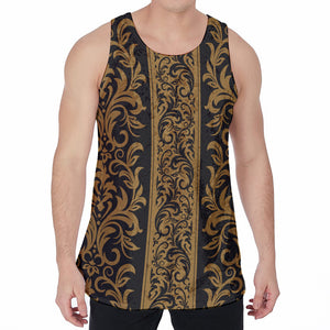 Ornamental Western Damask Print Men's Velvet Tank Top