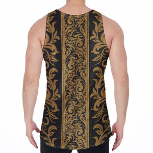 Ornamental Western Damask Print Men's Velvet Tank Top