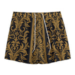 Ornamental Western Damask Print Mesh Shorts