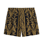 Ornamental Western Damask Print Mesh Shorts
