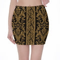 Ornamental Western Damask Print Pencil Mini Skirt