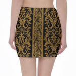 Ornamental Western Damask Print Pencil Mini Skirt