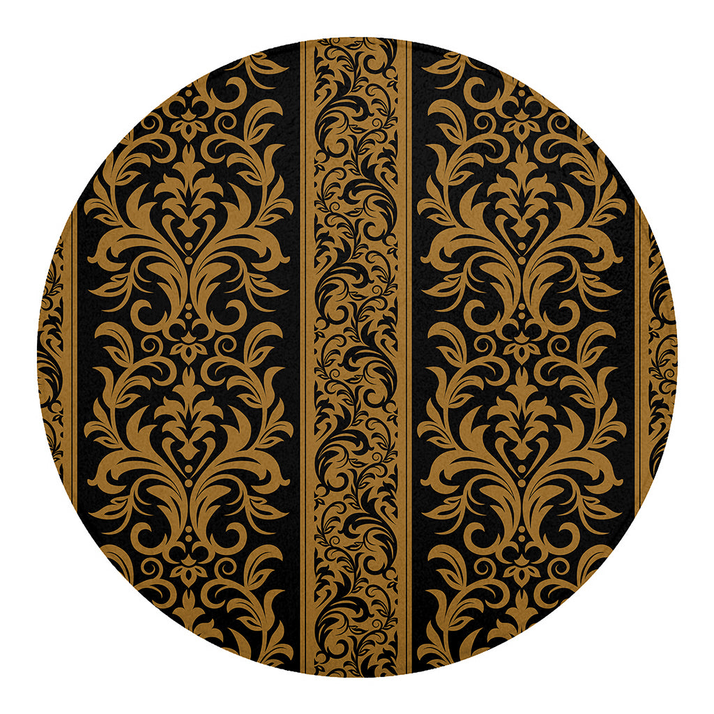 Ornamental Western Damask Print Round Blanket