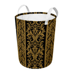 Ornamental Western Damask Print Round Laundry Basket