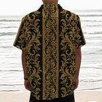Ornamental Western Damask Print Textured Short Sleeve Shirt