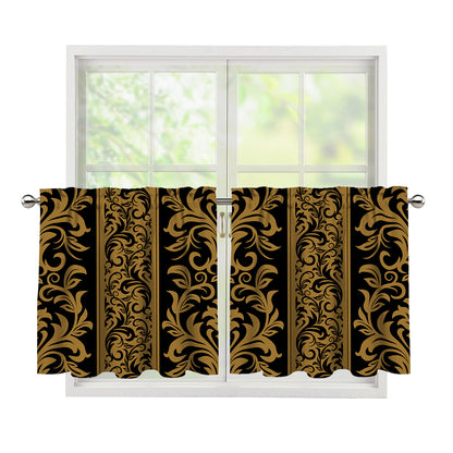 Ornamental Western Damask Print Tier Curtains