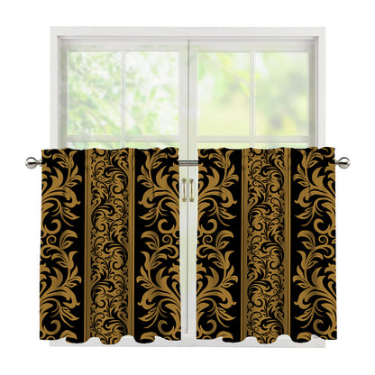 Ornamental Western Damask Print Tier Curtains