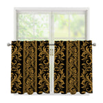 Ornamental Western Damask Print Tier Curtains