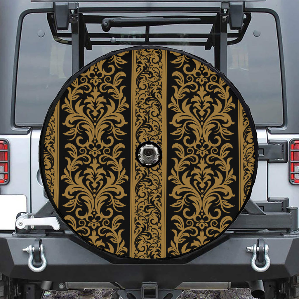 Ornamental Western Damask Print Tire Cover With Camera Hole