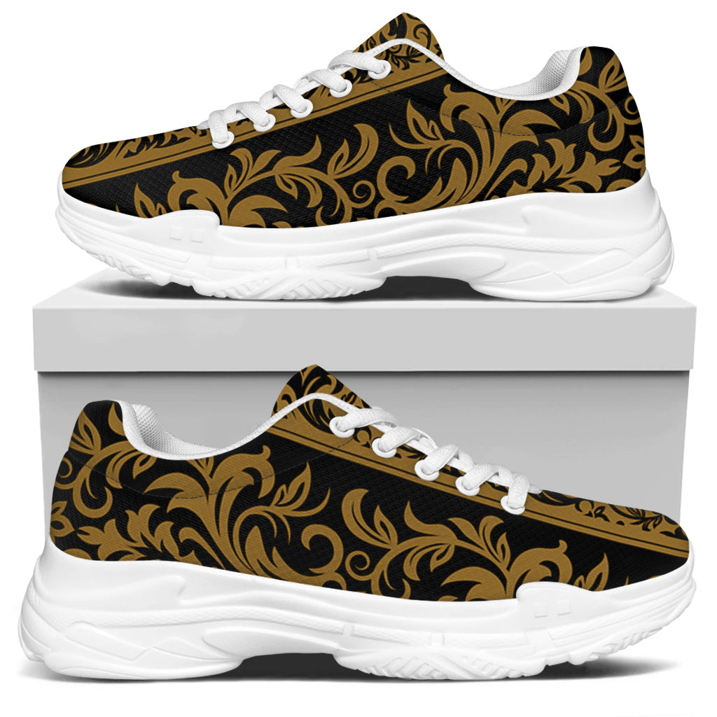 Ornamental Western Damask Print White Chunky Shoes