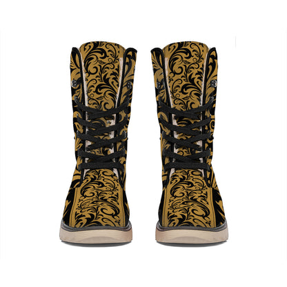 Ornamental Western Damask Print Winter Boots