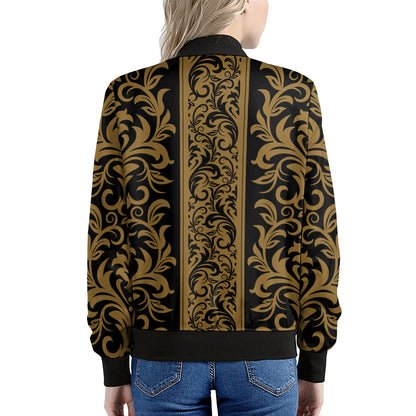 Ornamental Western Damask Print Women's Bomber Jacket