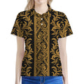 Ornamental Western Damask Print Women's Polo Shirt