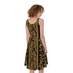 Ornamental Western Damask Print Women's Sleeveless Dress
