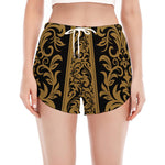 Ornamental Western Damask Print Women's Split Running Shorts
