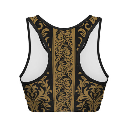 Ornamental Western Damask Print Women's Sports Bra