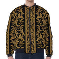 Ornamental Western Damask Print Zip Sleeve Bomber Jacket