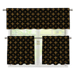 Orthodox Christian Pattern Print 3 Piece Kitchen Curtains