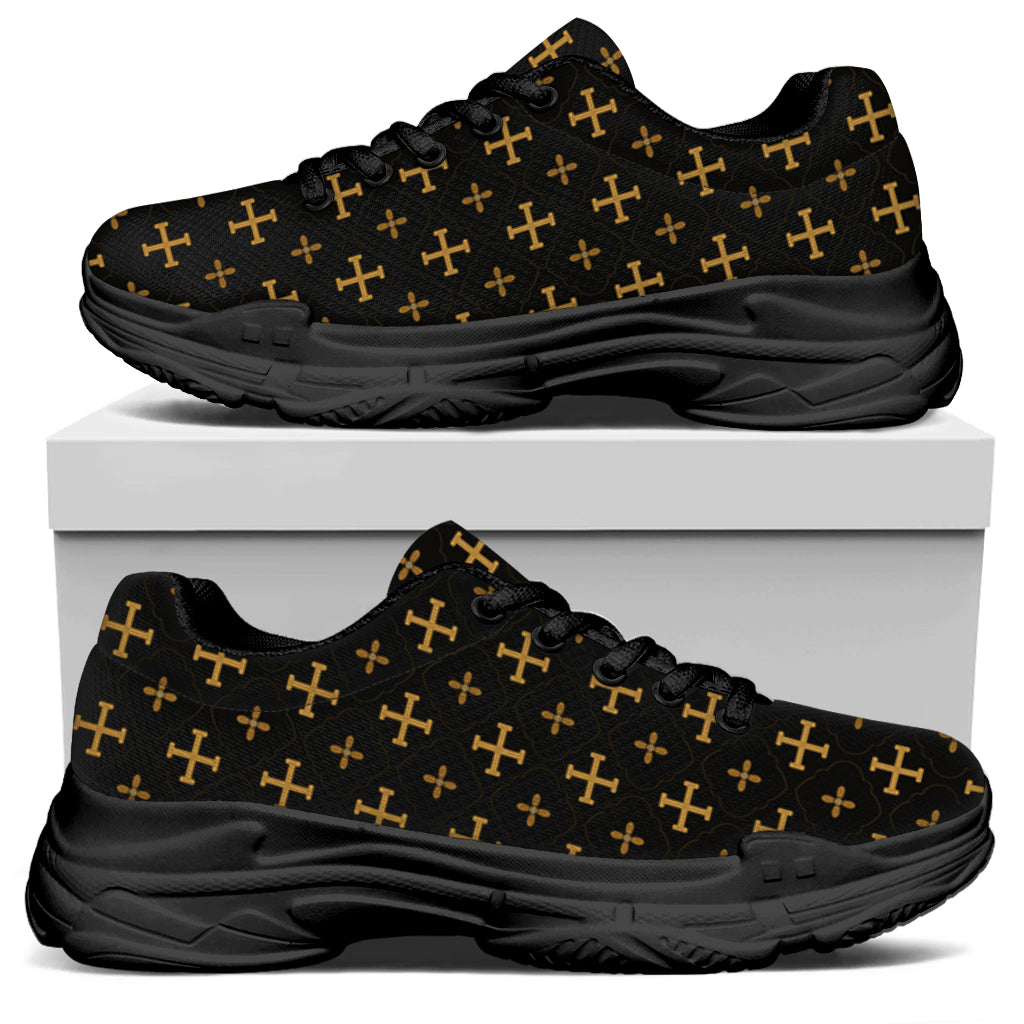 Orthodox Christian Pattern Print Black Chunky Shoes