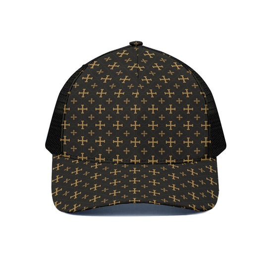 Orthodox Christian Pattern Print Black Mesh Trucker Cap