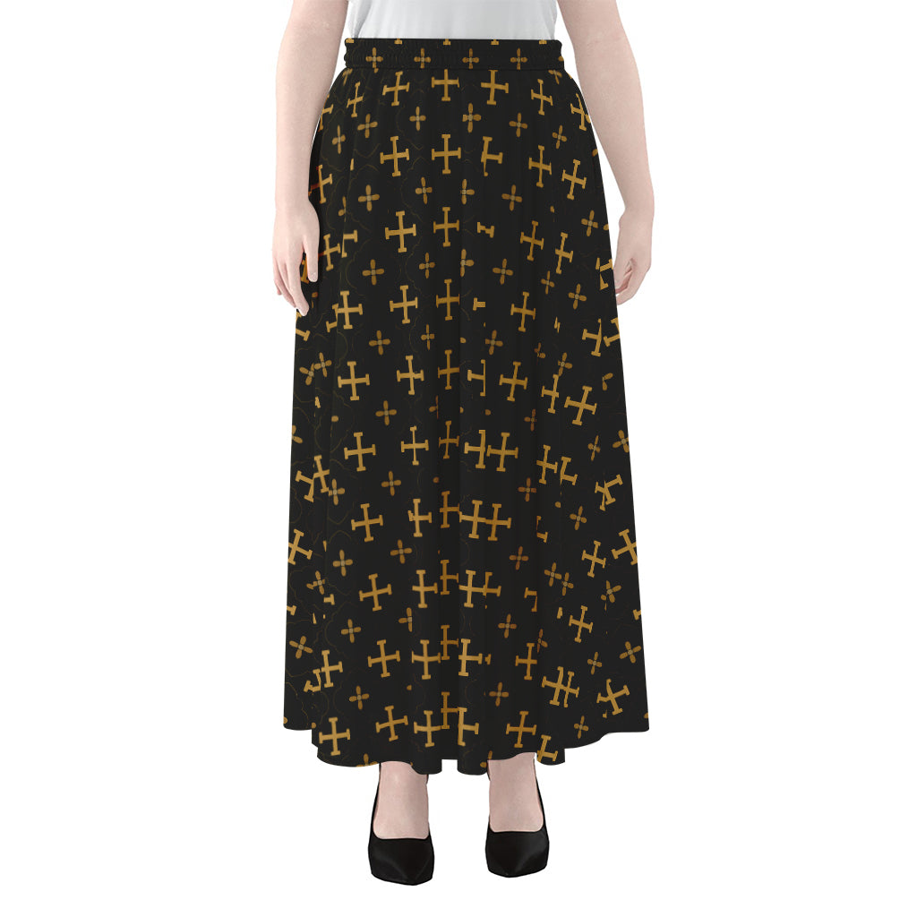 Orthodox Christian Pattern Print Chiffon Maxi Skirt