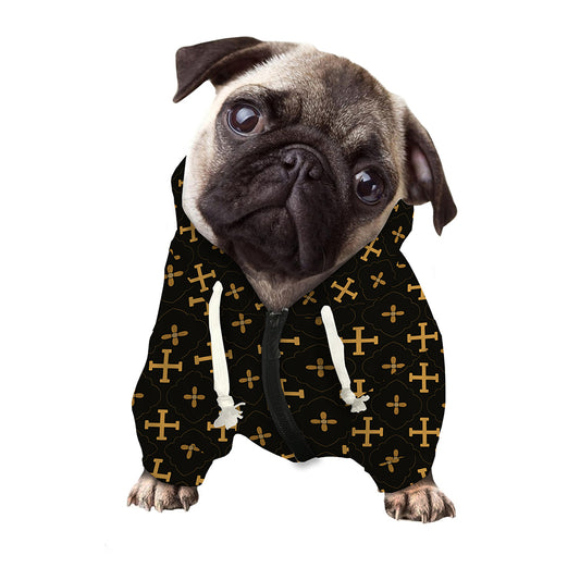 Orthodox Christian Pattern Print Dog Zip Up Hoodie