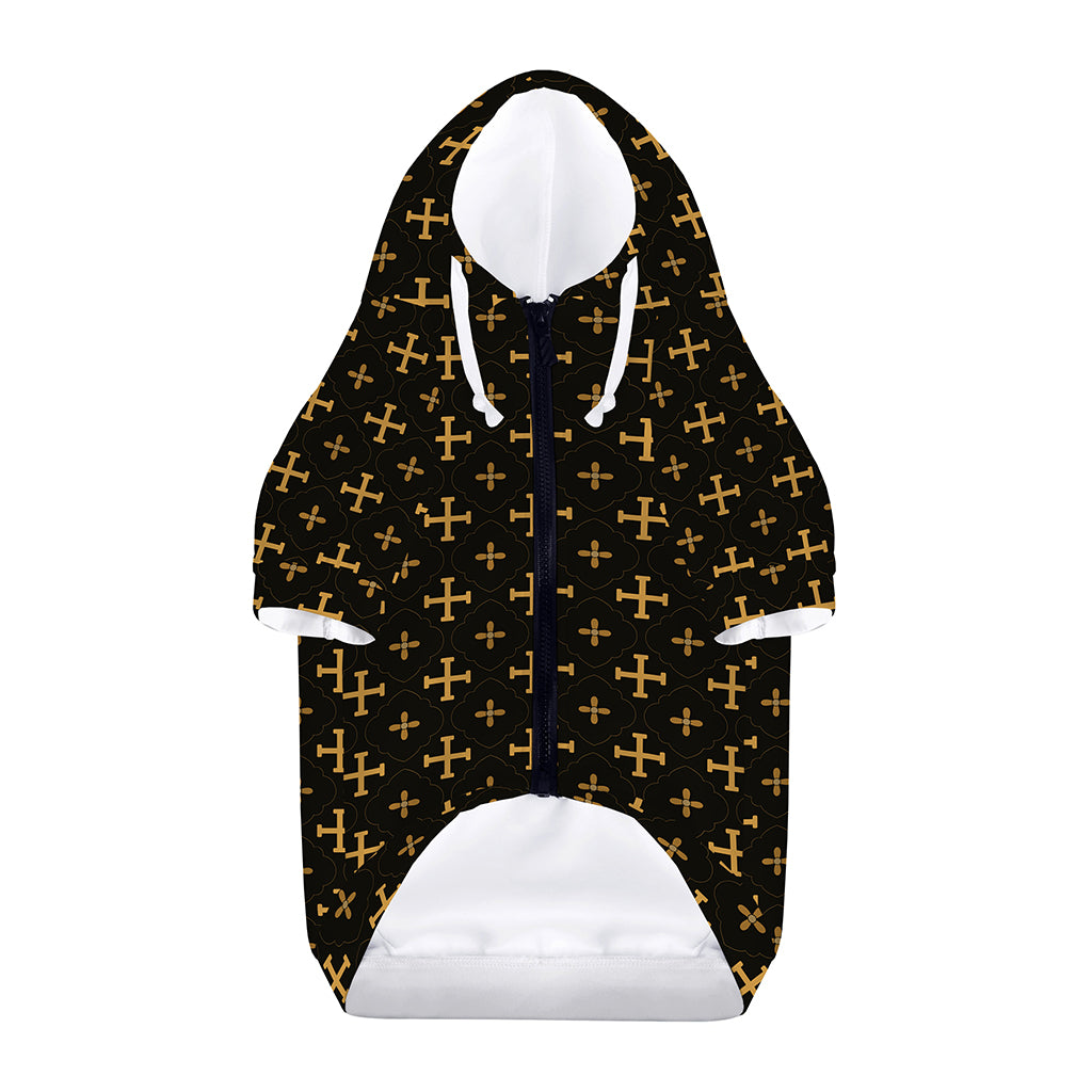 Orthodox Christian Pattern Print Dog Zip Up Hoodie