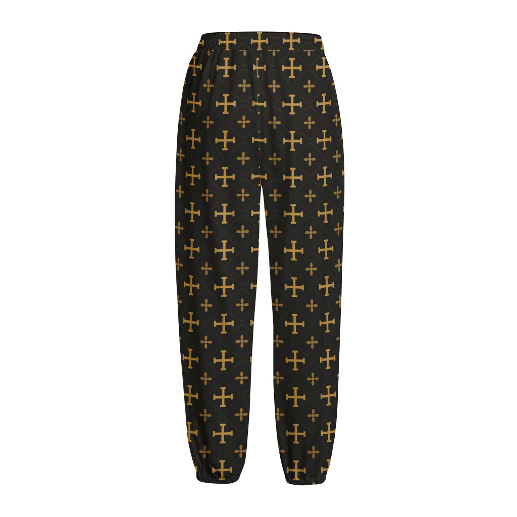 Orthodox Christian Pattern Print Fleece Lined Knit Pants