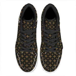 Orthodox Christian Pattern Print High Top Leather Sneakers