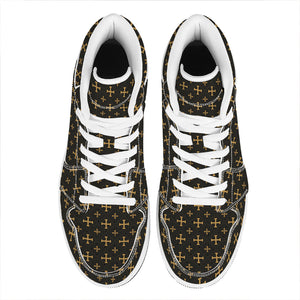 Orthodox Christian Pattern Print High Top Leather Sneakers