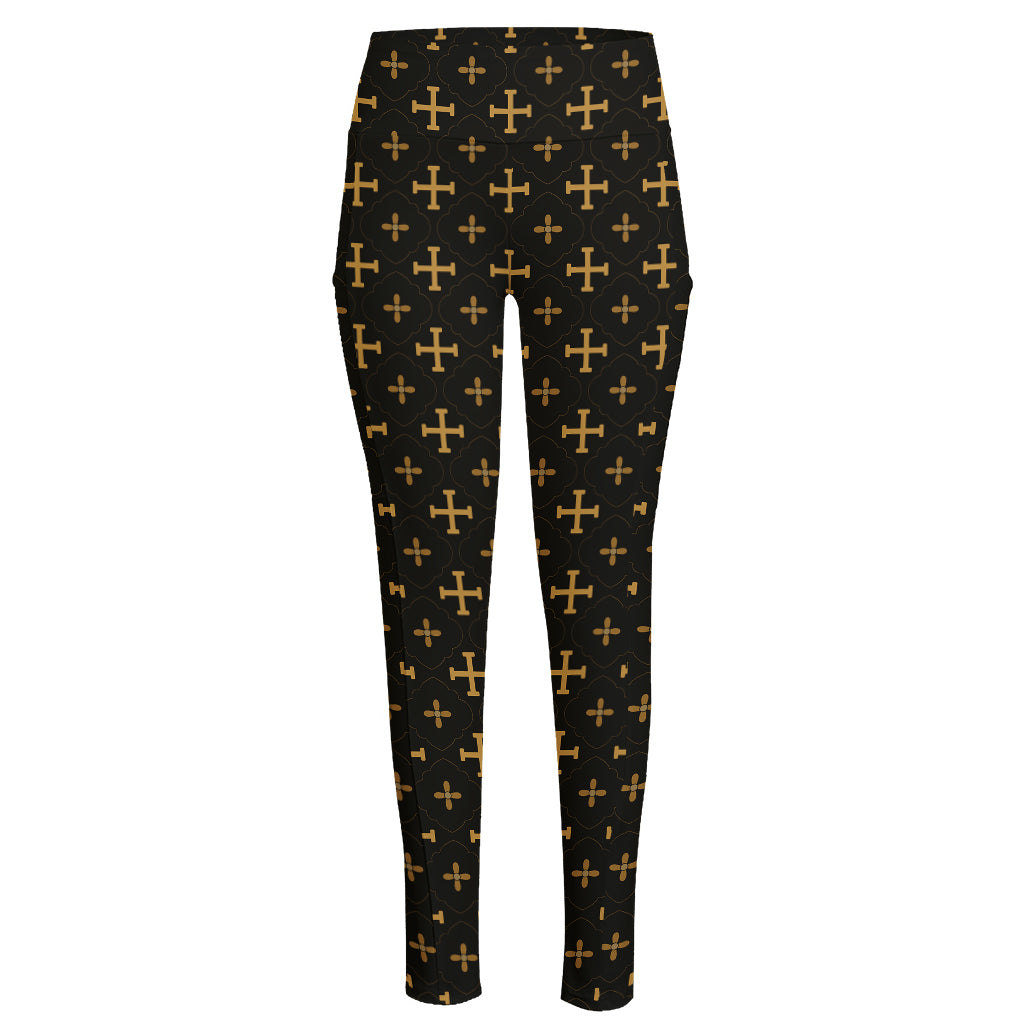 Orthodox Christian Pattern Print High-Waisted Pocket Leggings