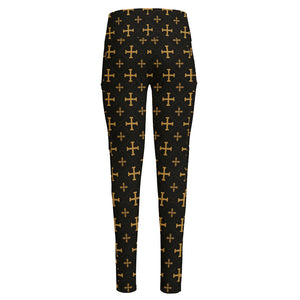 Orthodox Christian Pattern Print High-Waisted Pocket Leggings