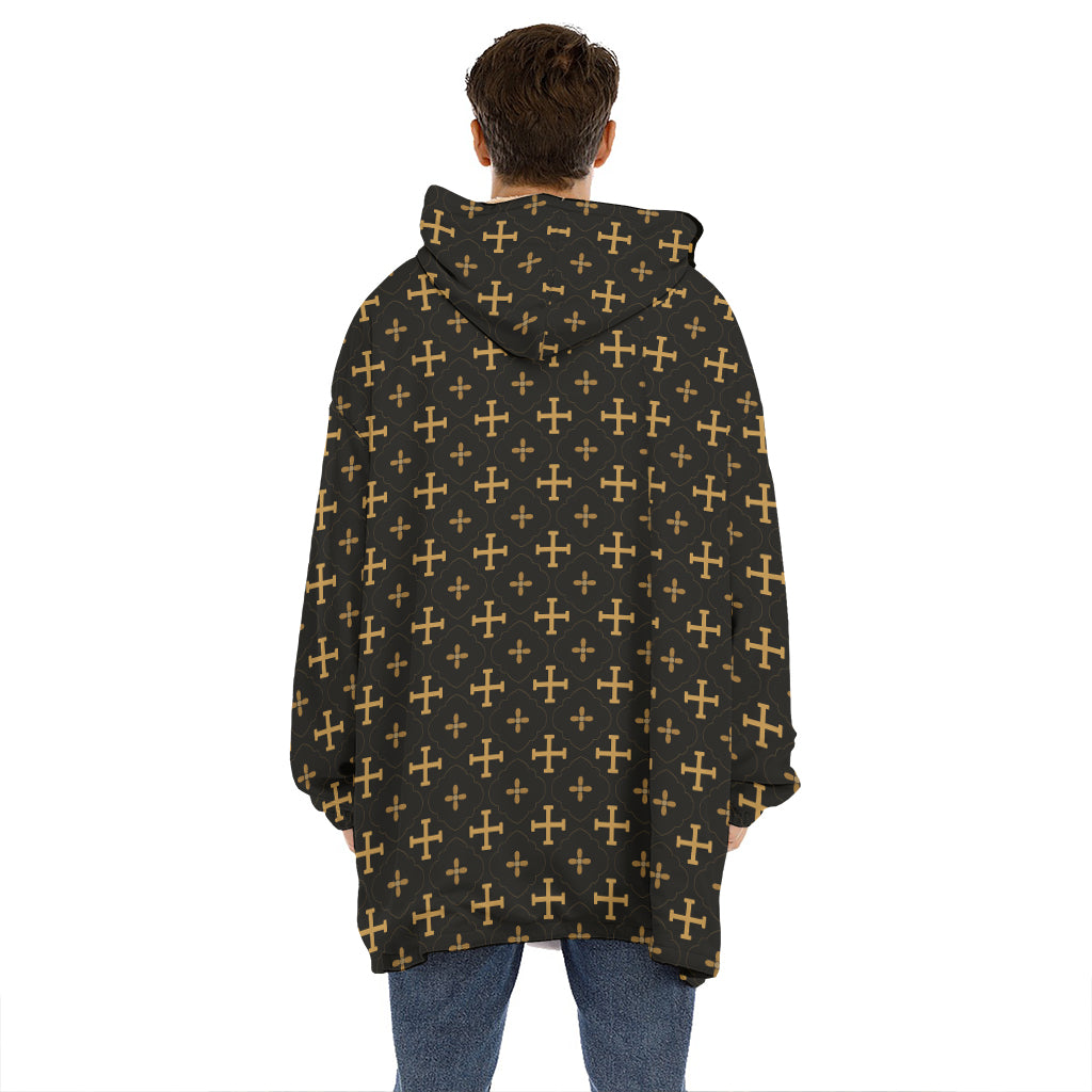 Orthodox Christian Pattern Print Hoodie Blanket