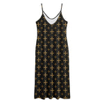 Orthodox Christian Pattern Print Jersey Midi Cami Dress